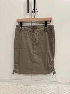 Tribal Olive Khaki Drawstring Hem Utility Skirt Size 4